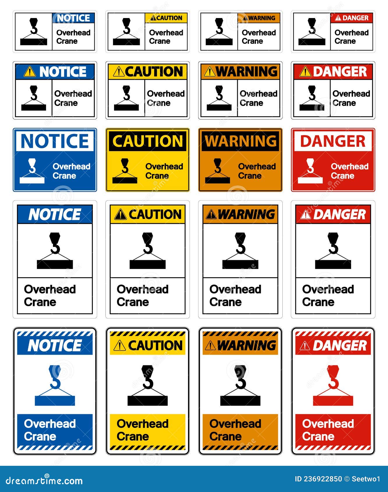 Overhead Crane Symbol Sign on White Background Stock Vector