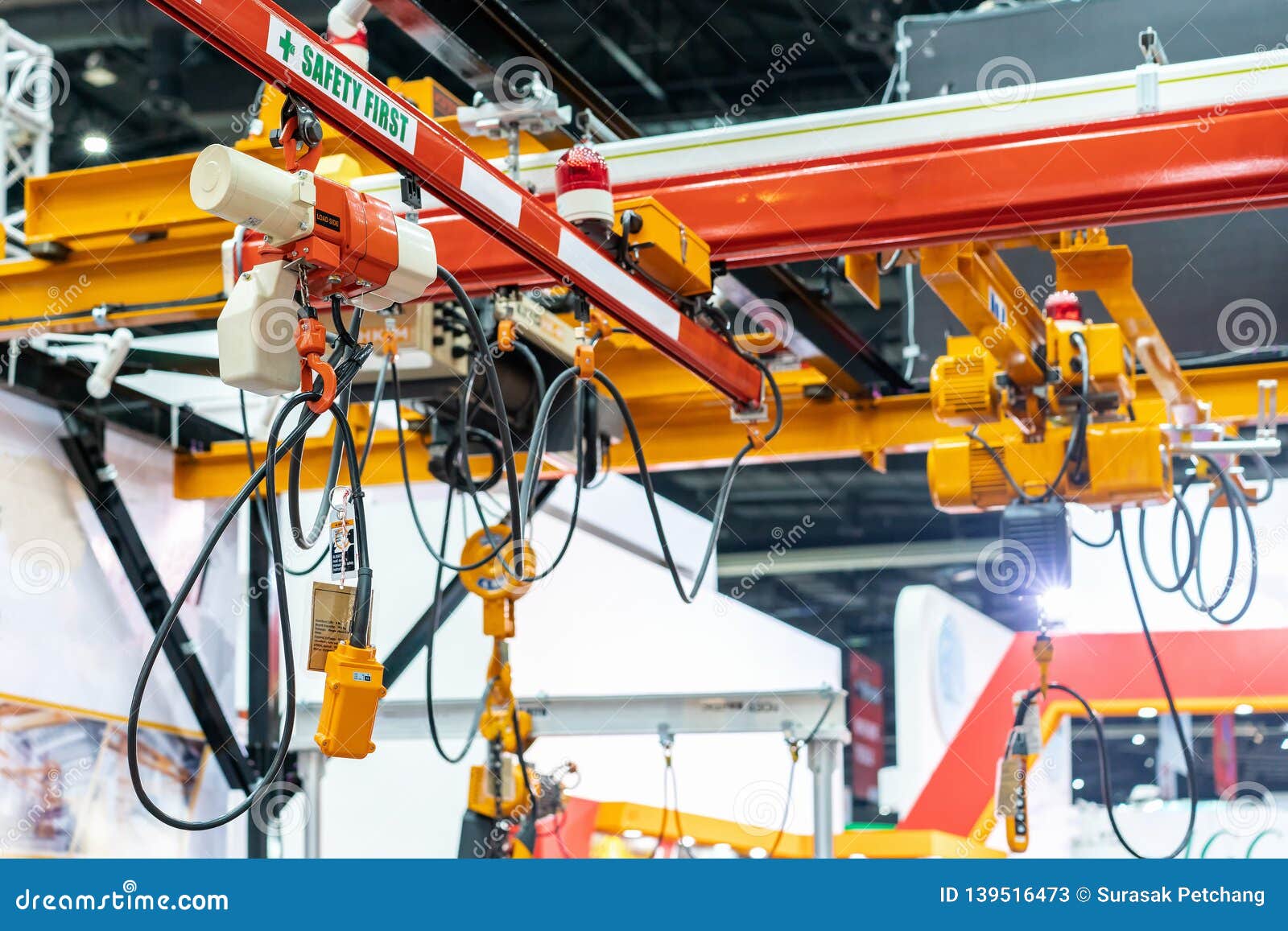 Overhead Electric Chain Hoist with Hook and Remote Switch Control Stock Image Image of crane