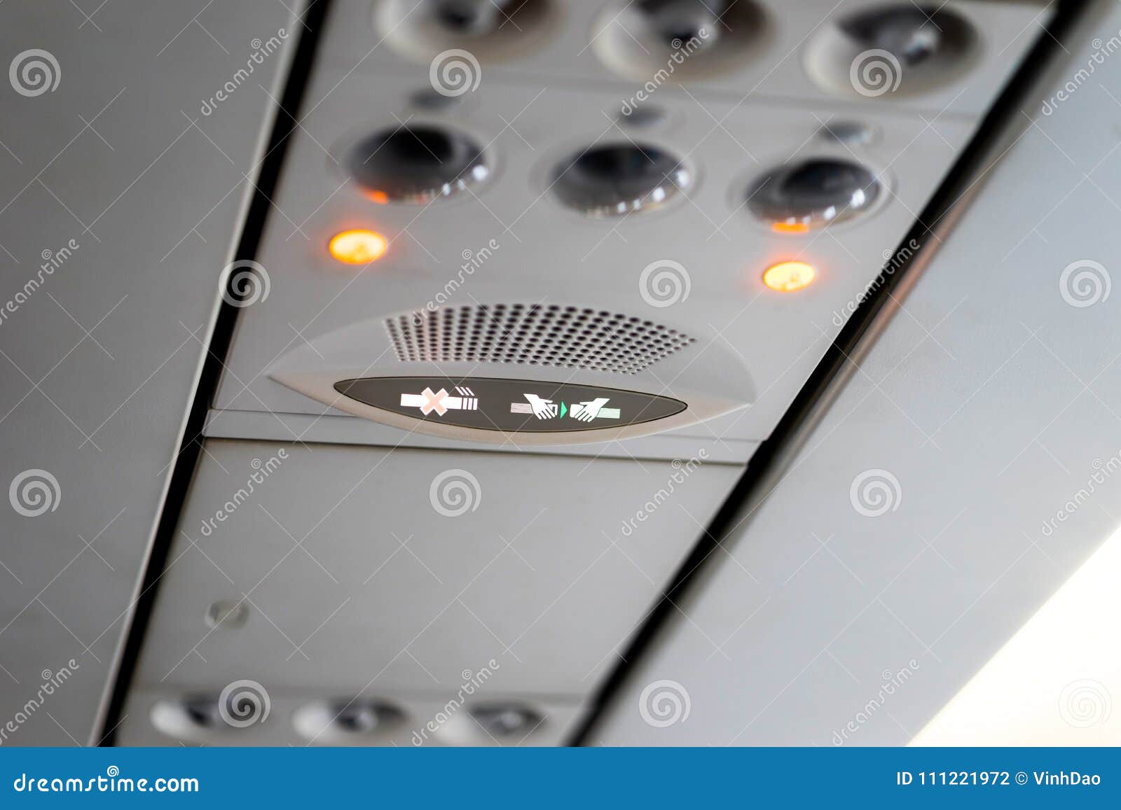 Overhead Electronic Device Inside Airplane Stock Photo Image of