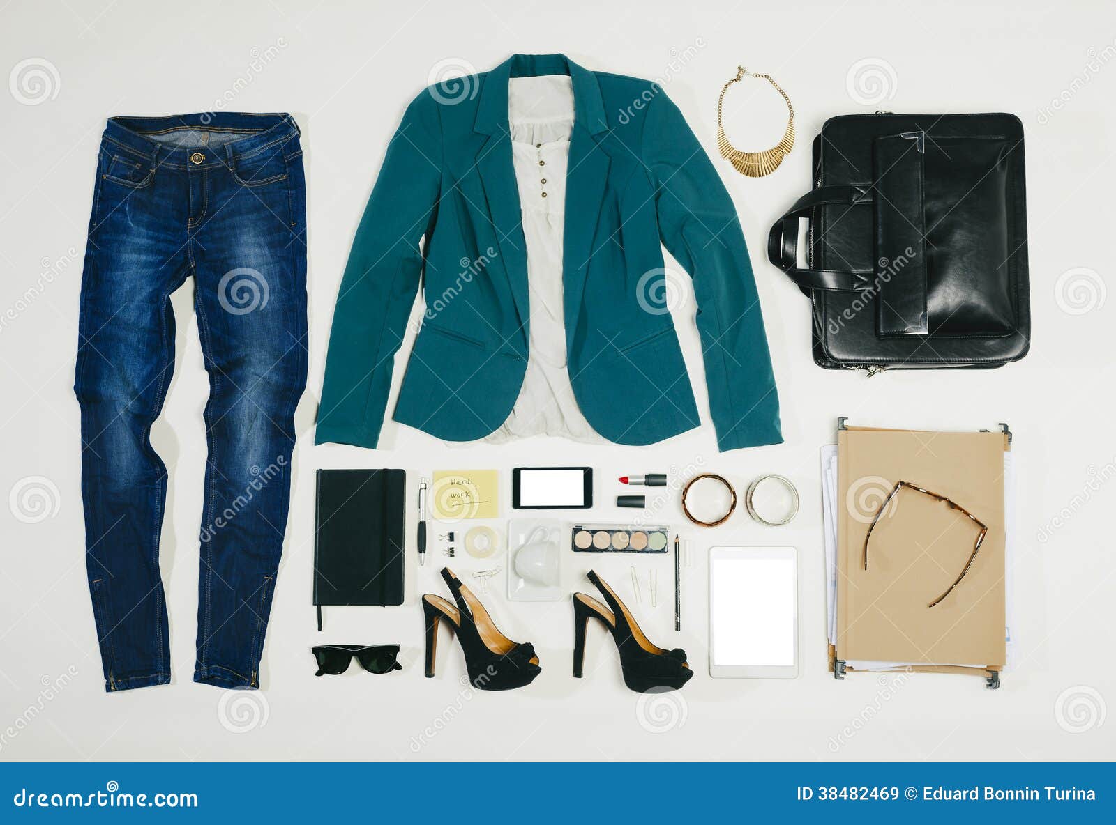 Overhead of Essentials Business Woman. Stock Image - Image of fashion ...
