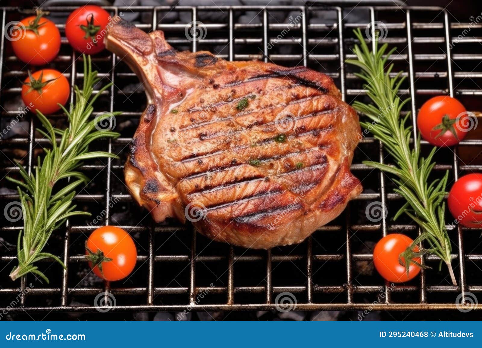 Overhead Shot of Veal Chop on a Grill Grate Stock Photo Image of