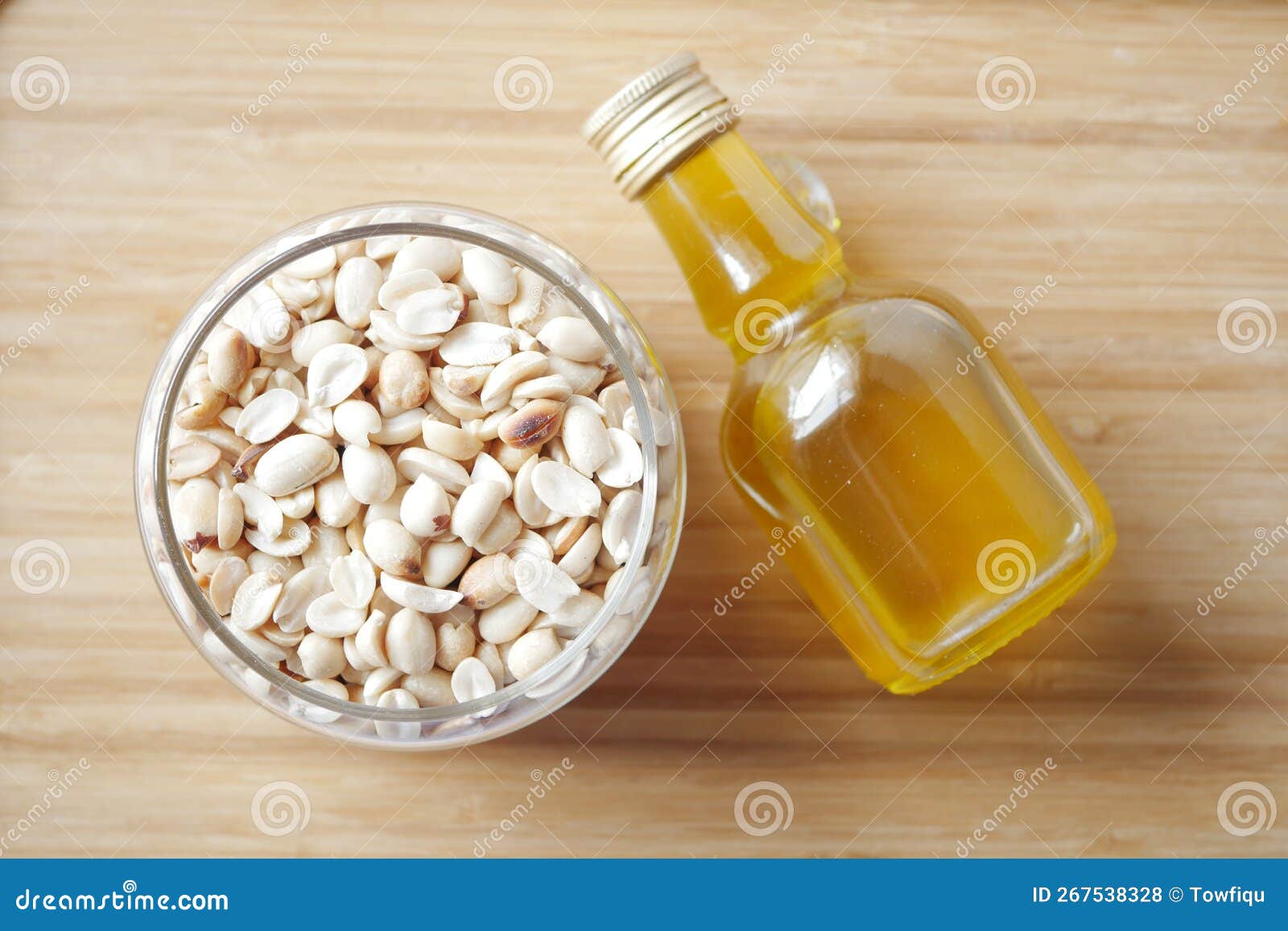 Overhead Shot View Peanuts and Oils in a Container Stock Photo Image