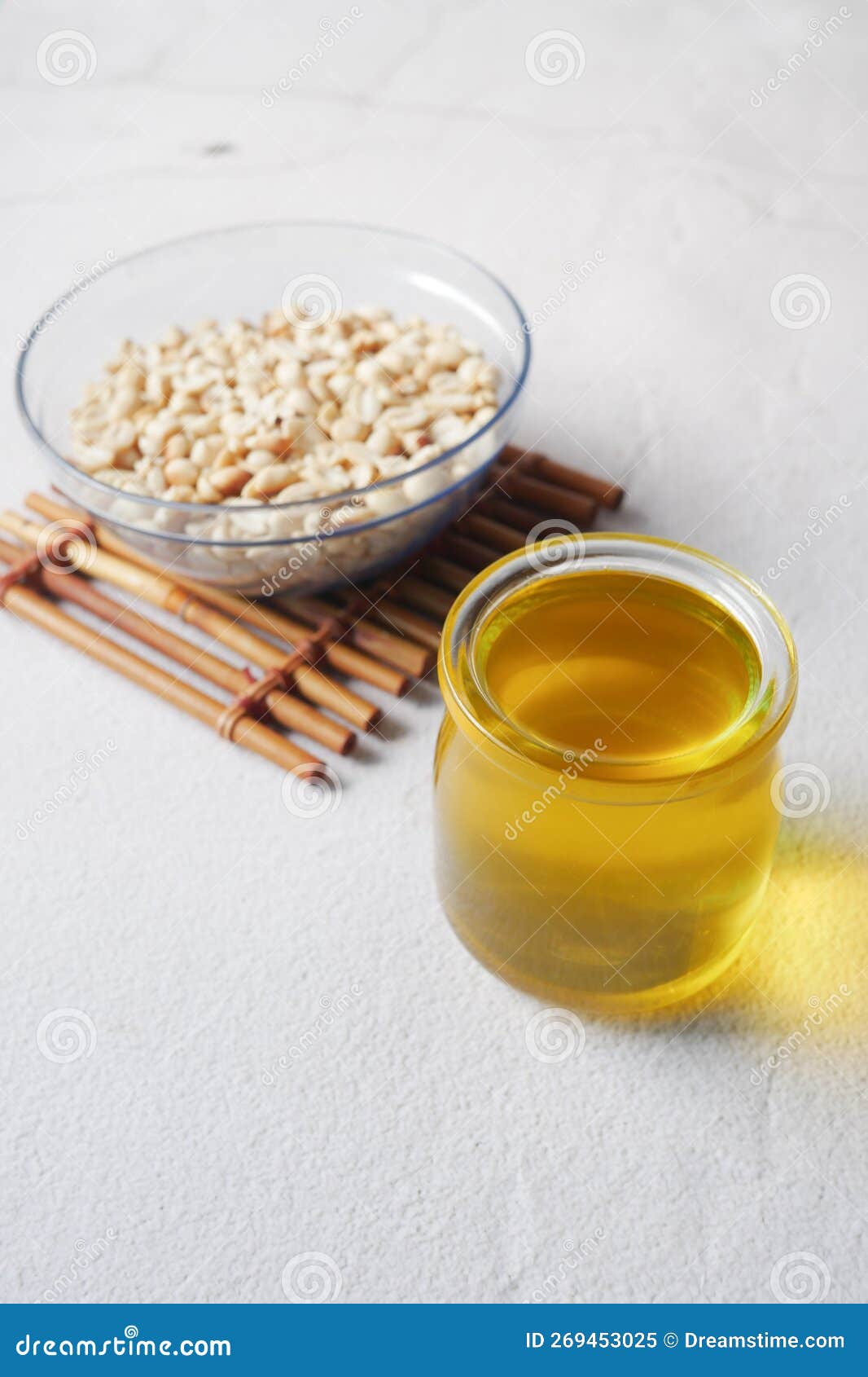 Overhead Shot View Peanuts and Oils in a Container Stock Image Image