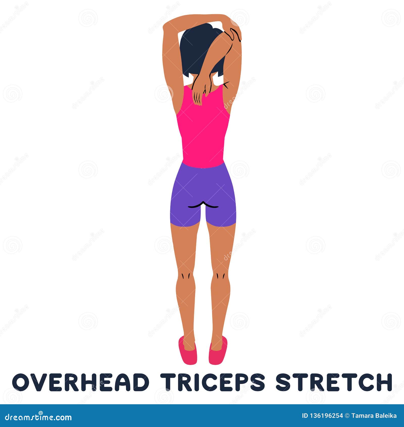 overhead triceps stretch. sport exersice. silhouettes of woman doing exercise. workout, training