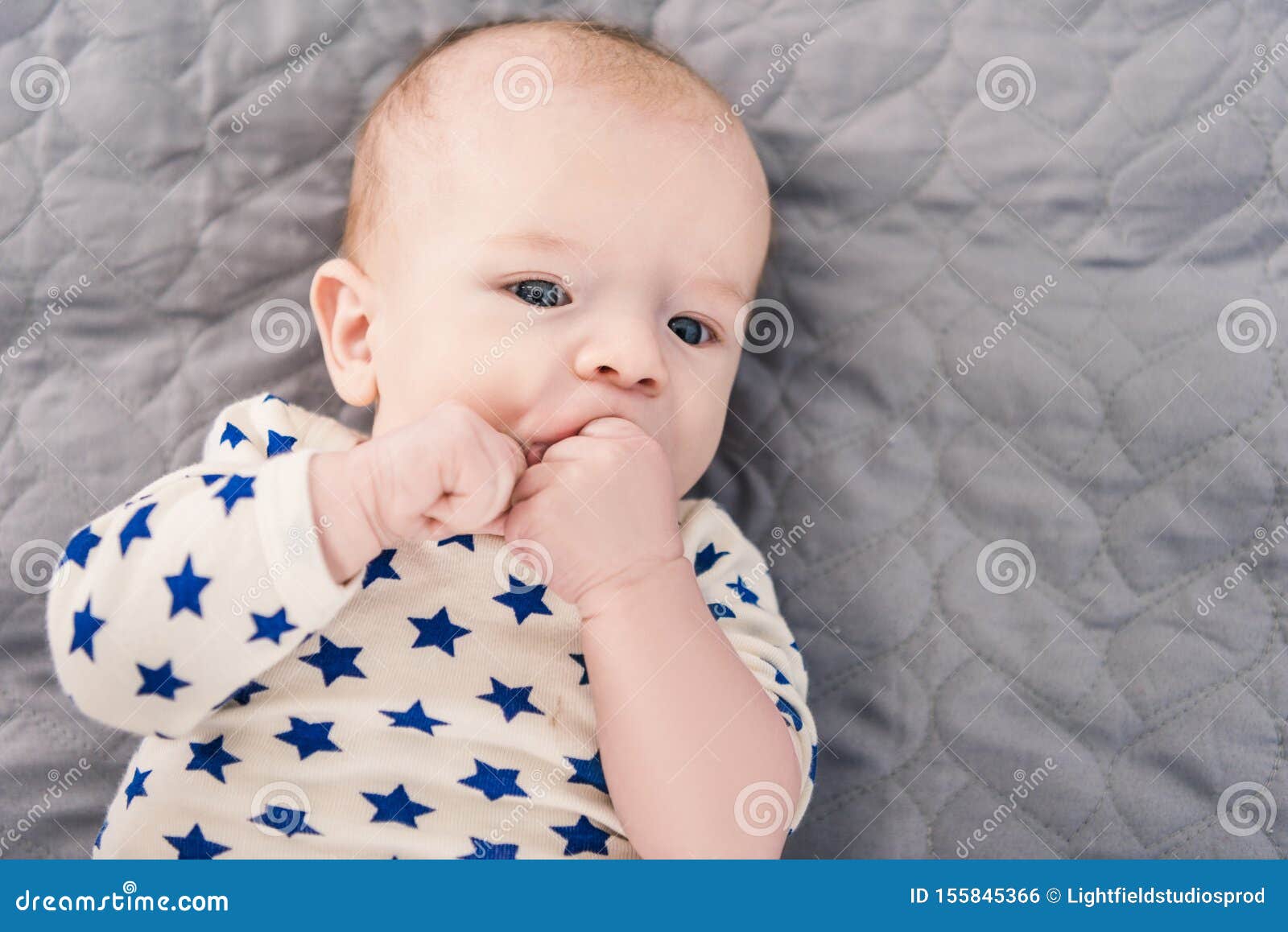 Overhead View of Adorable Little Baby Lying Stock Photo Image of