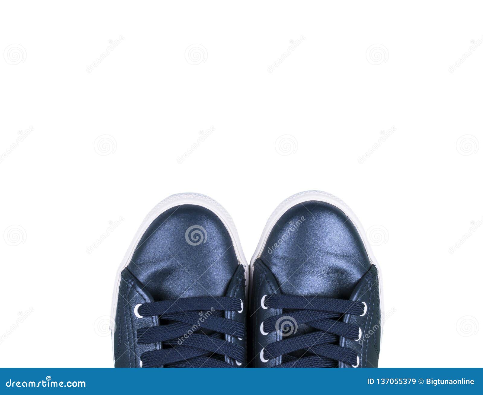 Overhead View Of Blue Sports Shoes Isolated On White Background Empty ...