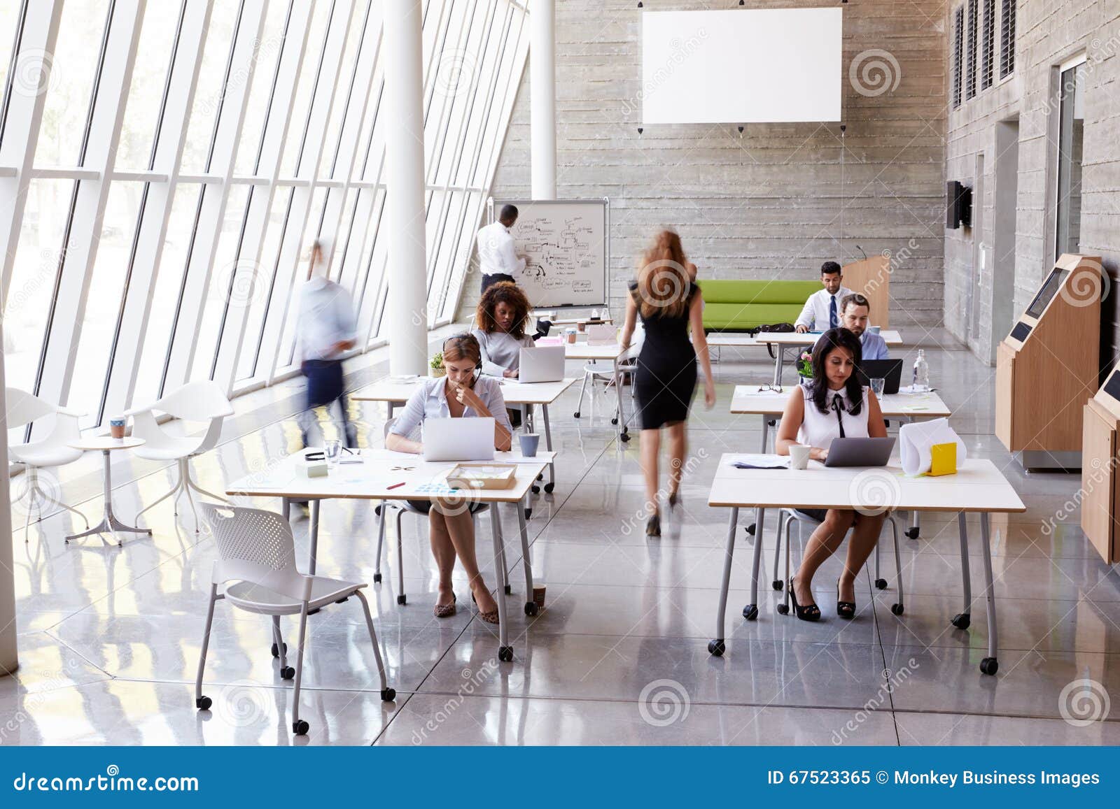 Overhead View of Businesspeople Working at Desks in Office Stock Image -  Image of motion, overhead: 67523365