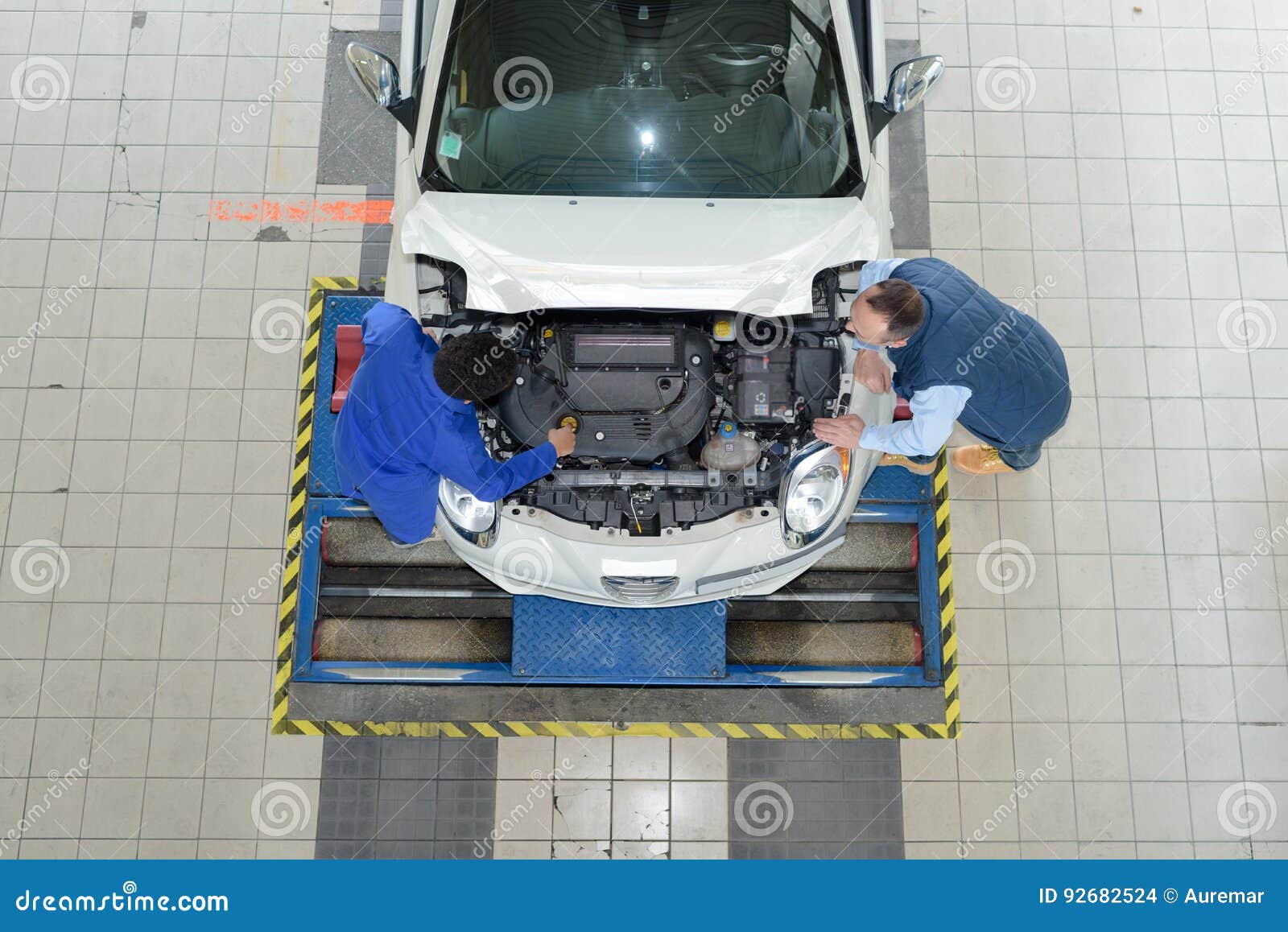 overhead view car assembly line