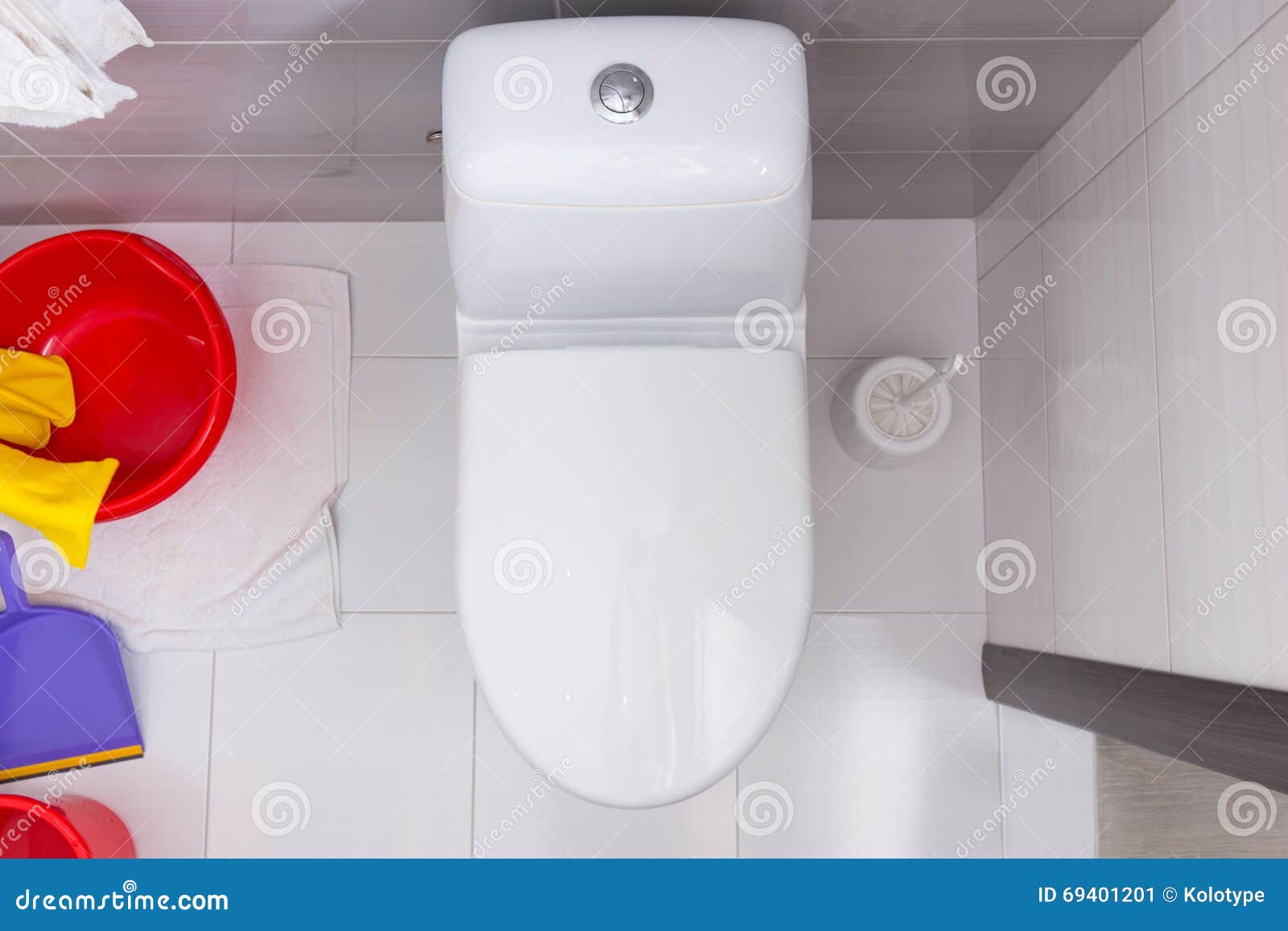 Overhead View Of A Closed Toilet Stock Image - Image of house, cistern