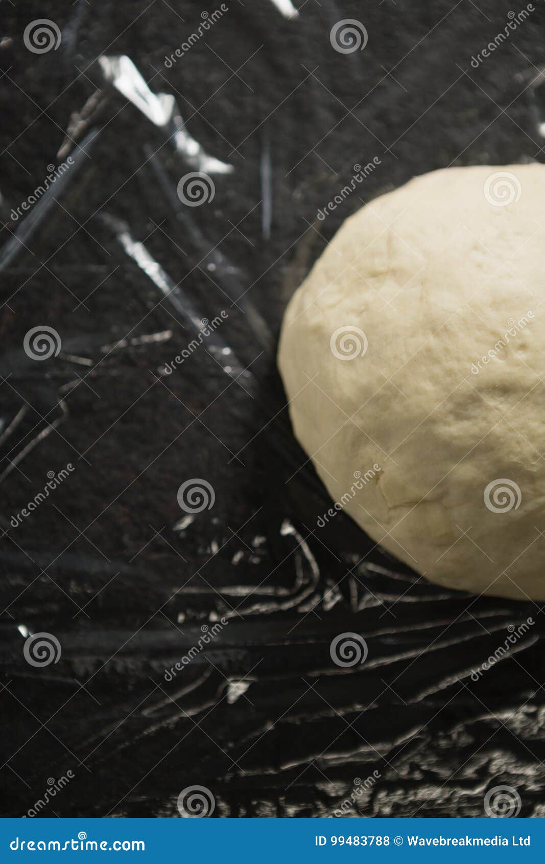 Overhead View of Dough on Plastic Wrap Stock Photo Image of wrapped