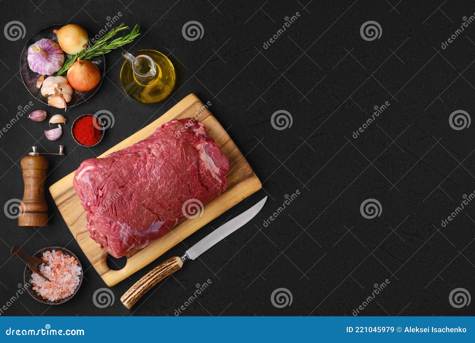 Overhead View of Raw Chuck Eye Roast Ready for Cooking Stock Image