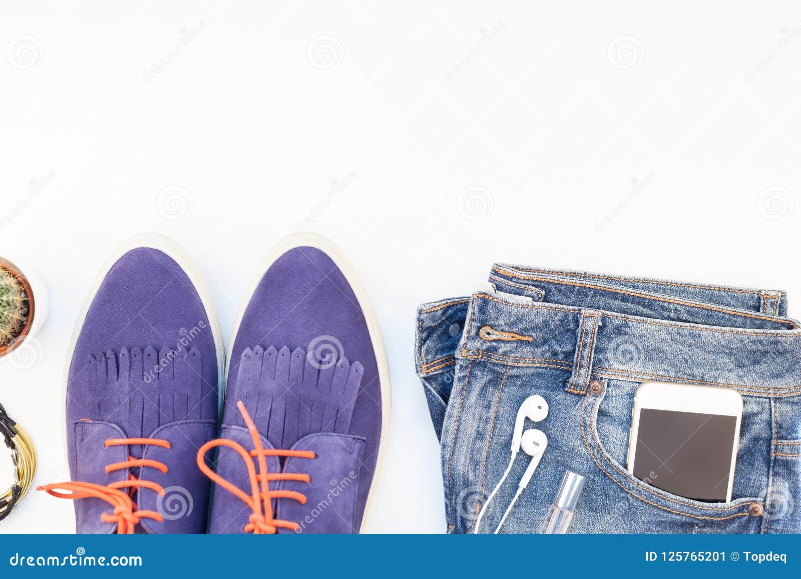 Overhead View of Woman Casual Outfit Stock Image - Image of clothing ...