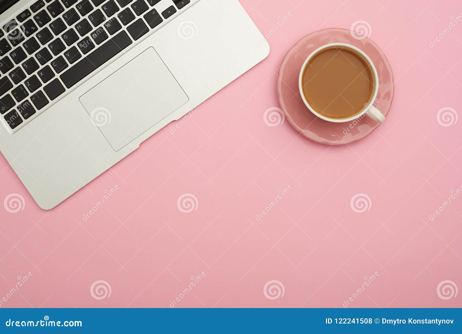 Workplace Flatlay with Laptop and Coffee Cup Stock Photo - Image of ...