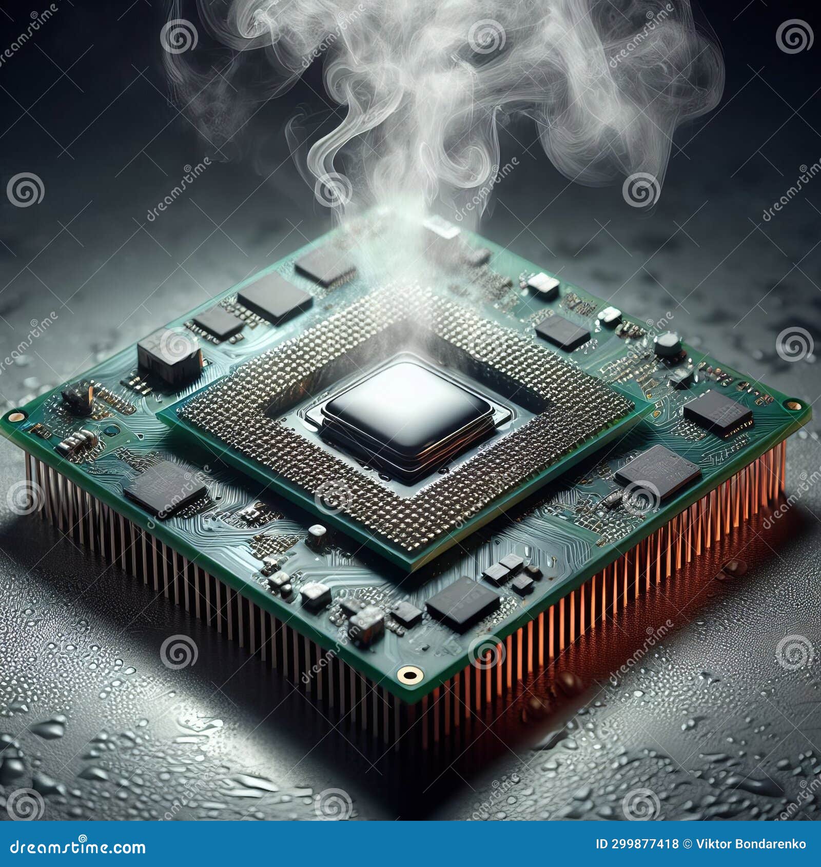 Macro Closeup Shot Of CPU Processor Overheat Stock Photo Image 