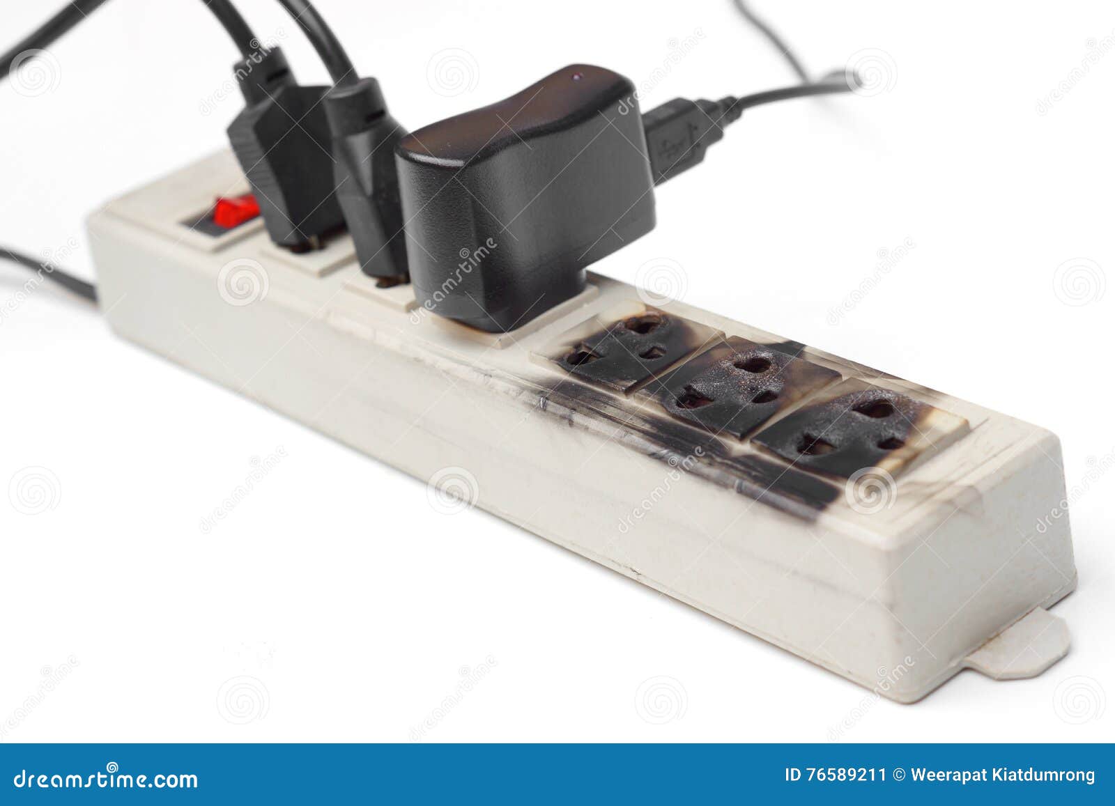 Overheat surge protector stock image. Image of protection 76589211