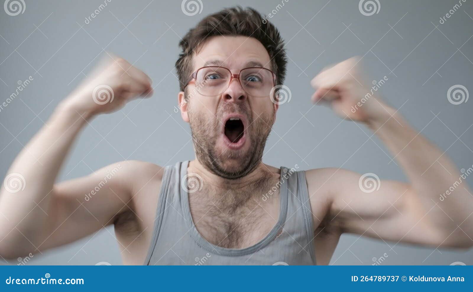 Overjoyed Mature Man Raising Fists Up. Achievement or Win in Lottery