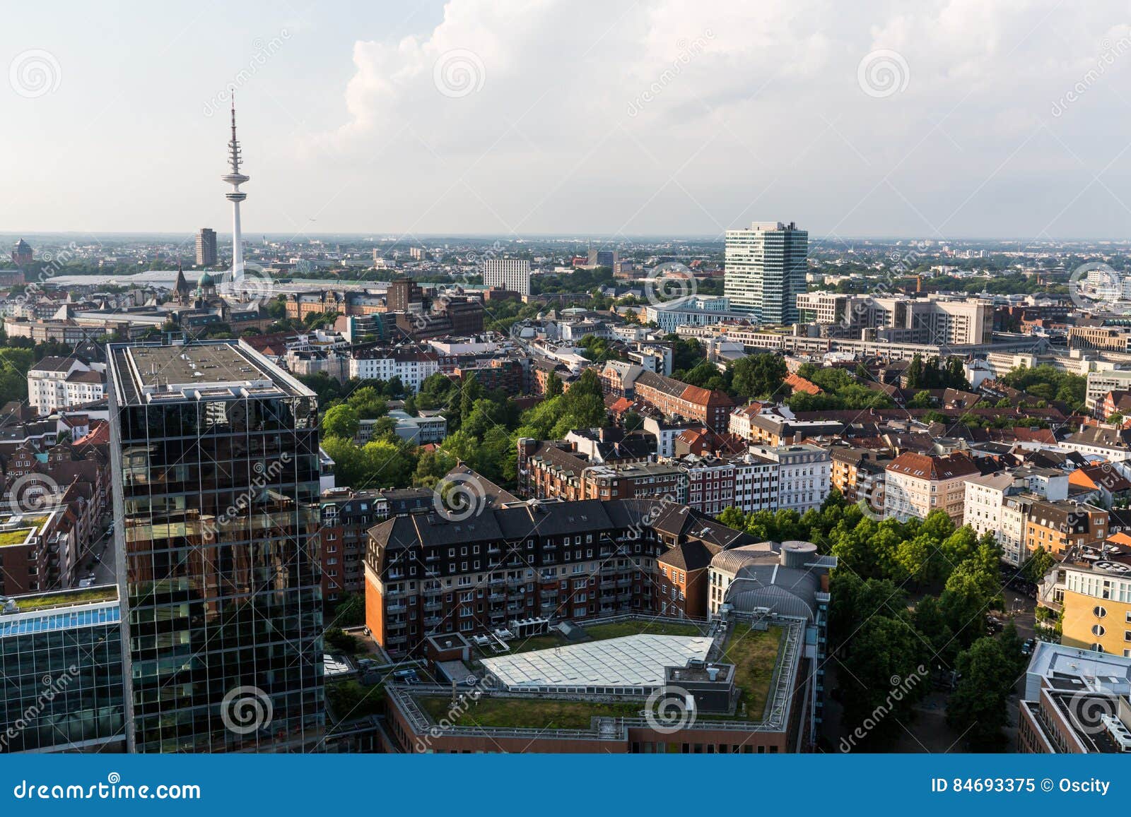 overlook to the old town part of hamburg, germany