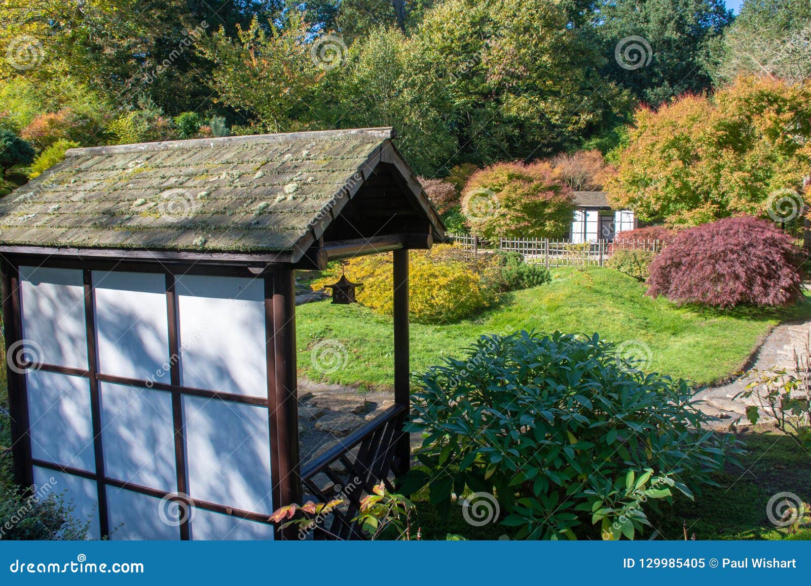 Overlooking Japanese Garden With Pergola Stock Image Image Of