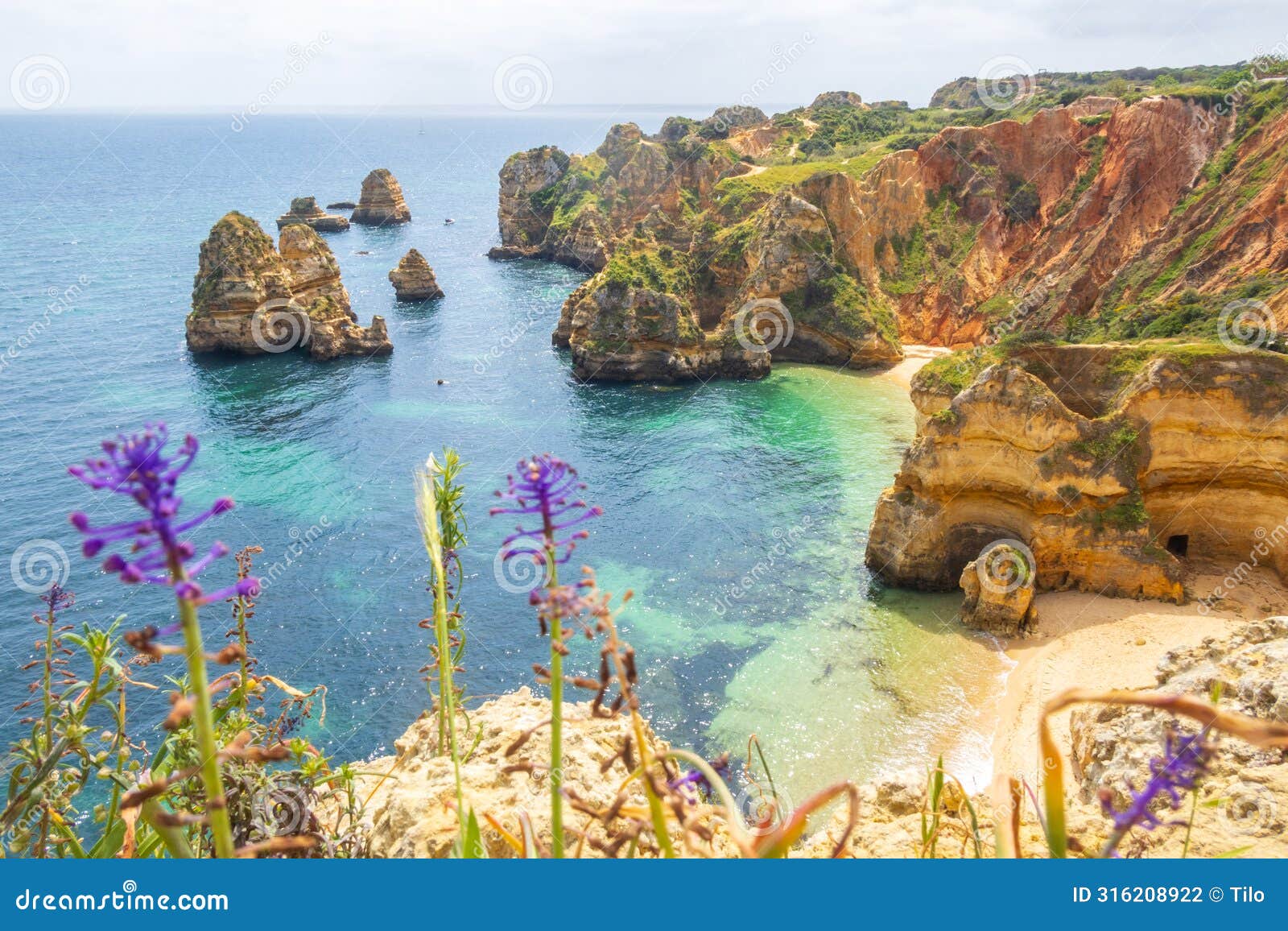 overlooking praia do camilo, beach near lagos in the algarve, portugal