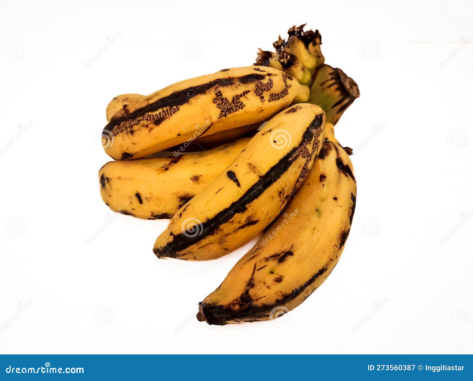 Overripe Bananas with Black Color on Yellow Skin in a White Background ...