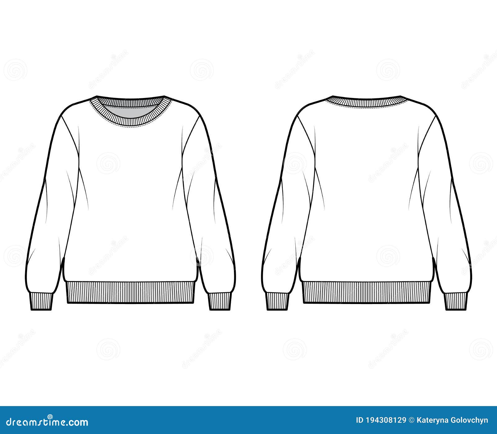 Oversized Cotton-terry Sweatshirt Technical Fashion Illustration with ...