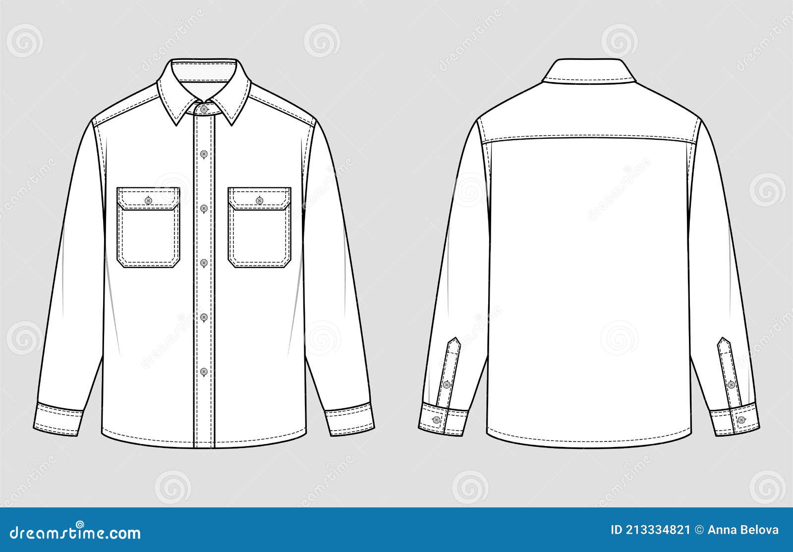 Oversized Shirt. Flat Technical Drawing. Stock Vector - Illustration of ...