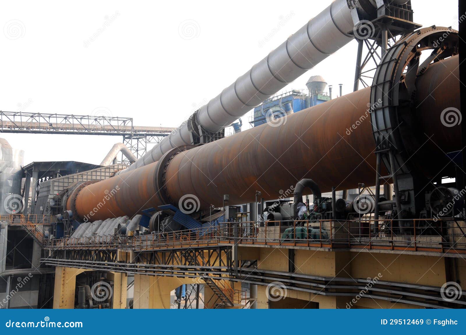 Overview of a Dryprocess Rotary Cement Kiln Stock Image Image of