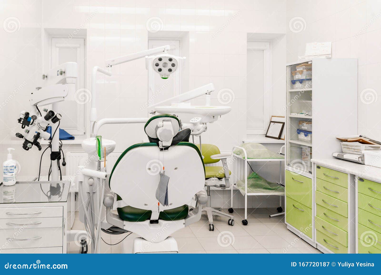 Overview of a Modern Dental Office with a Microscope Stock Image