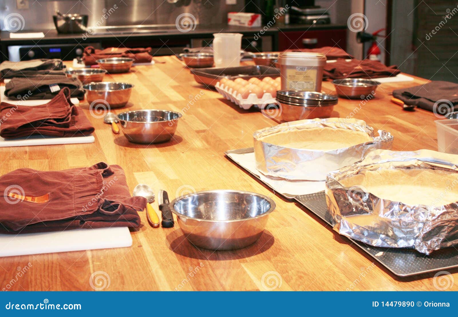 Overview Of A Professional Kitchen Table Stock Photo Image Of Board