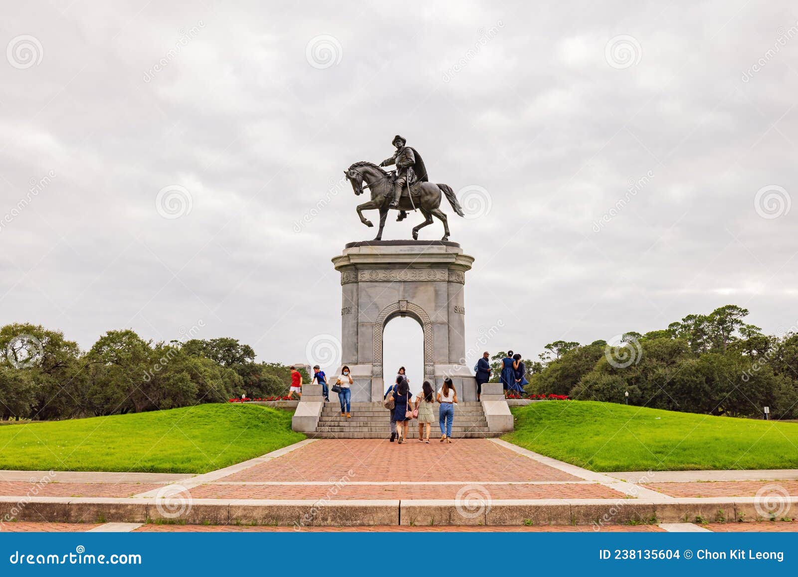 Overview of Sam Houston Statue at Hermann Park Editorial Stock Image