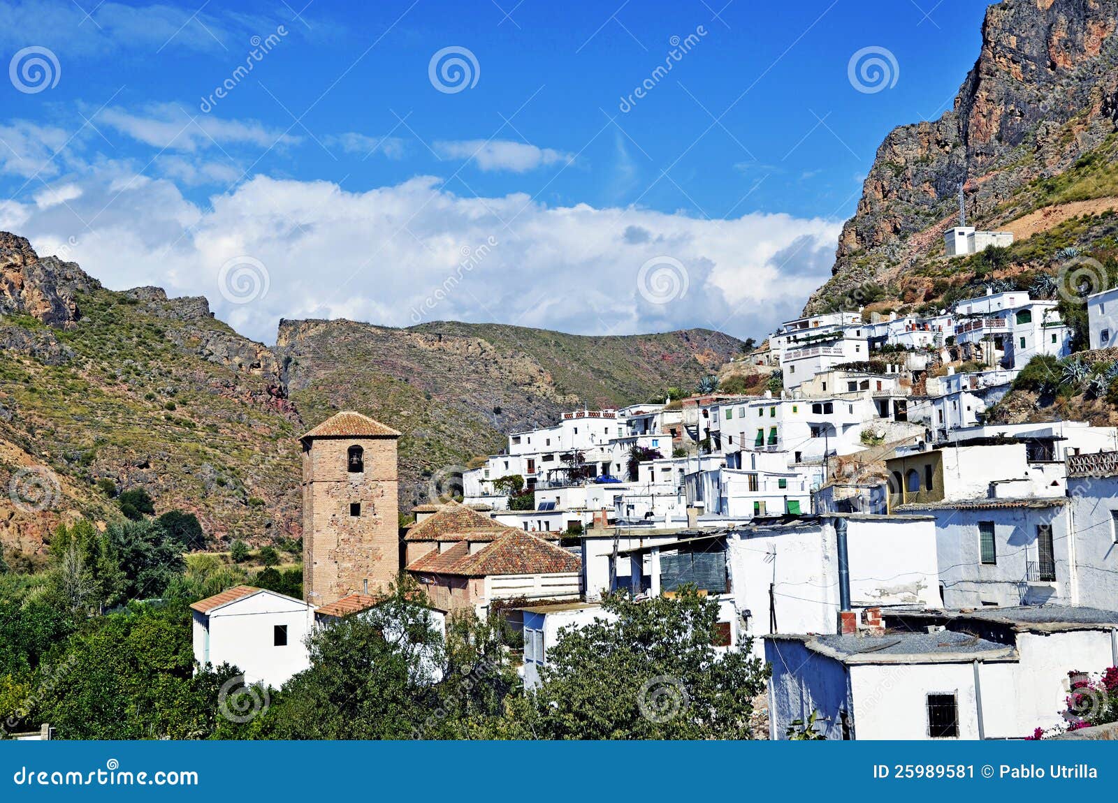 overview of small moorish village in la alpujarra