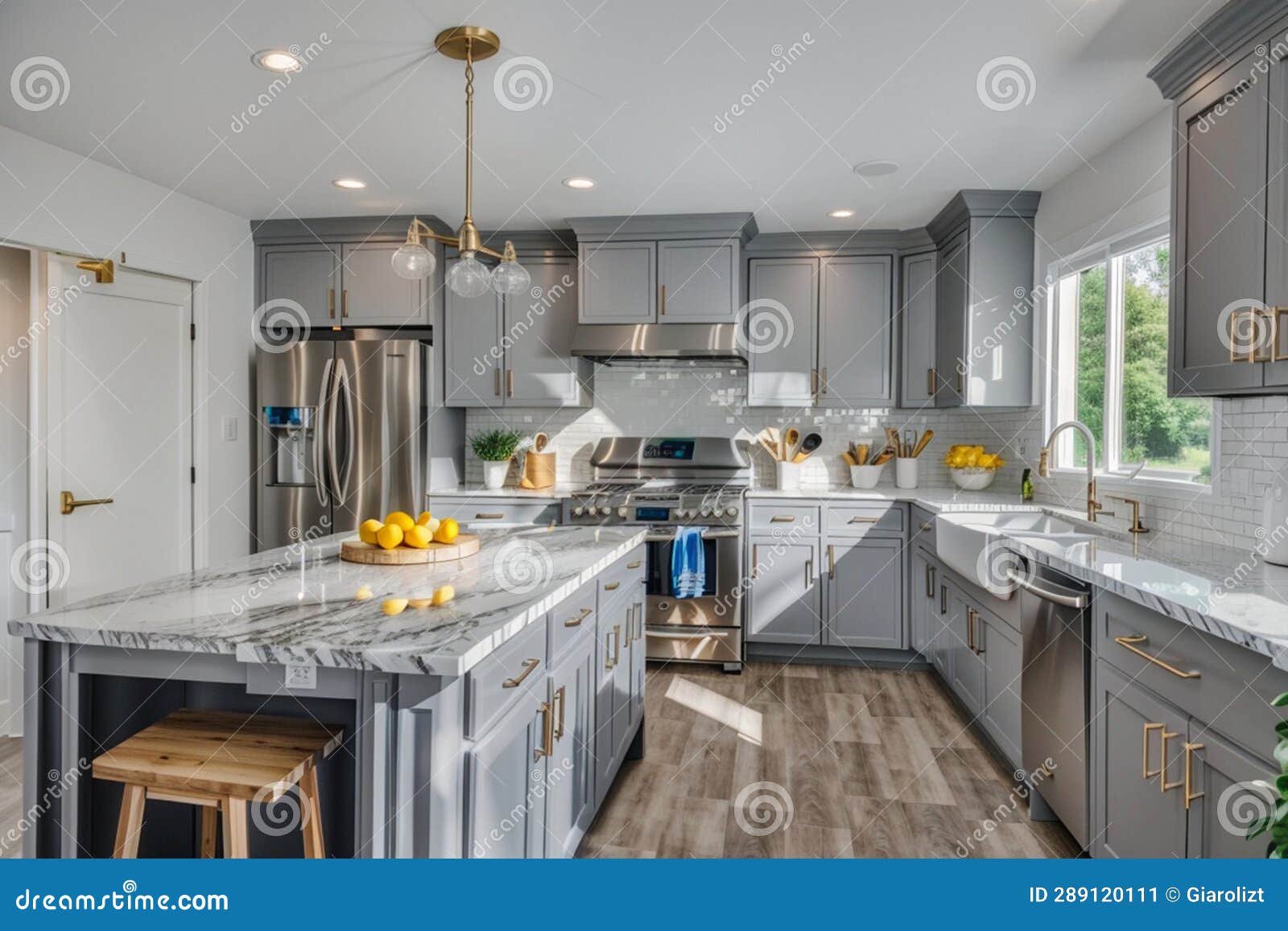 An Overview of the Design of a Spacious Kitchen Set Complete with a