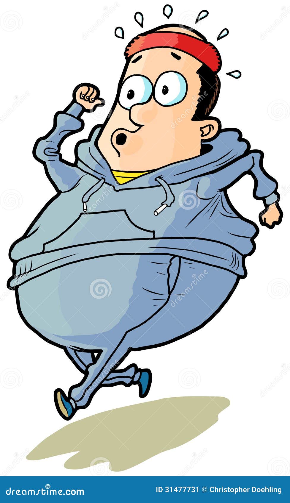 Overweight Bald Man Jogging Vector Cartoon Stock Vector ...