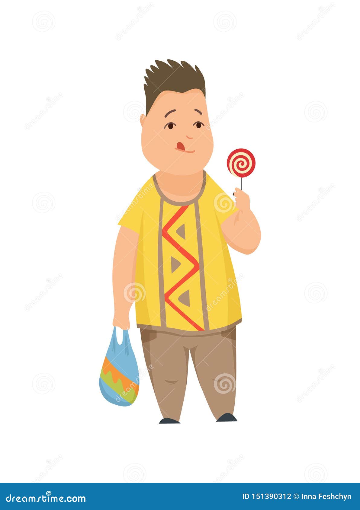 Overweight Boy, Cute Chubby Child Cartoon Character Vector Illustration on  a White Background. Stock Vector - Illustration of chubby, cute: 151390312