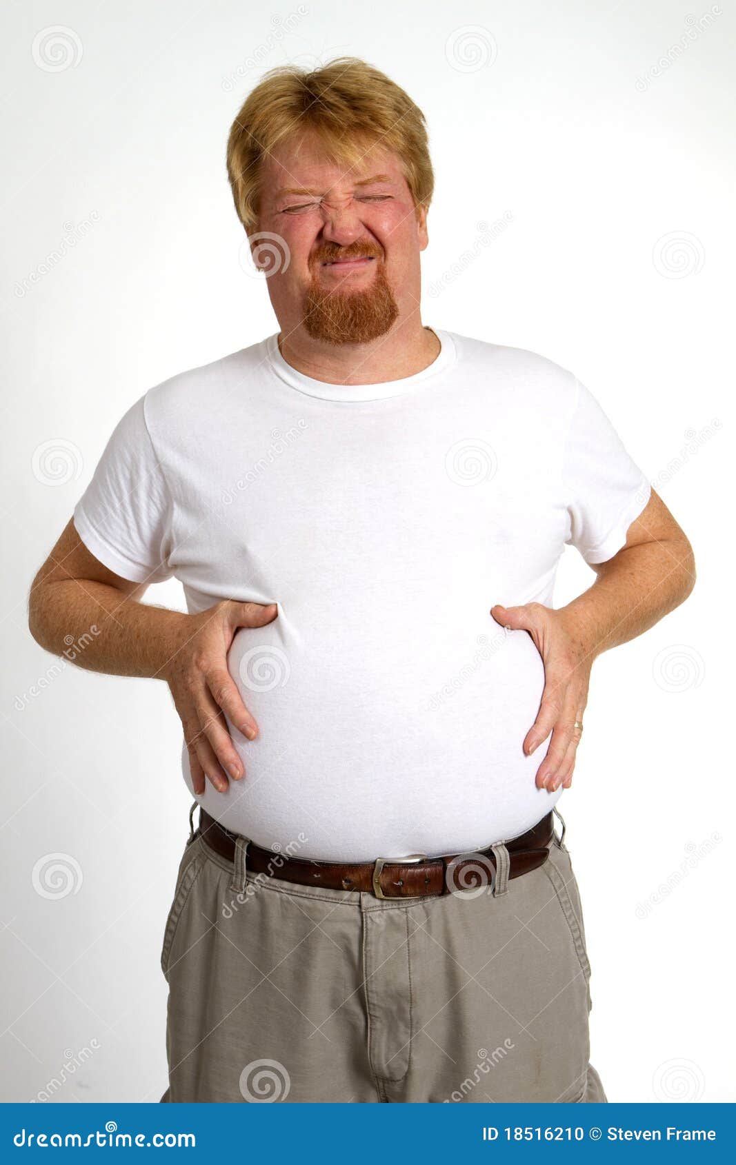 overweight indigestion man