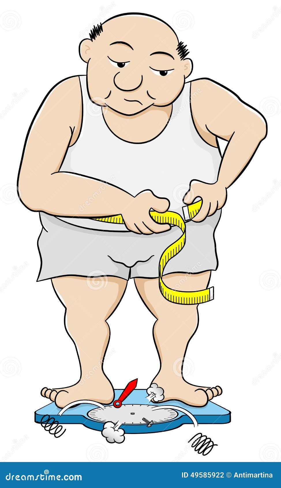 overweight man measuring his waist circumference
