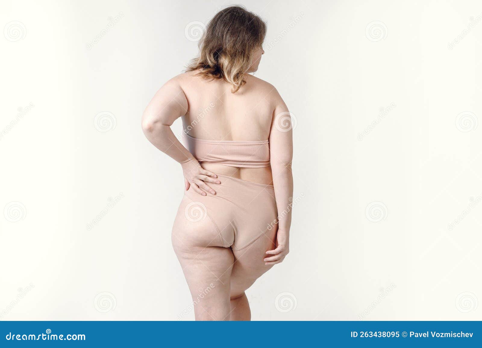 An Overweight Plus-size Woman with Stretch Marks on Her Skin, Standing in White  Underwear. Women& X27;s Thick Thighs Stock Image - Image of obese, female:  263438095