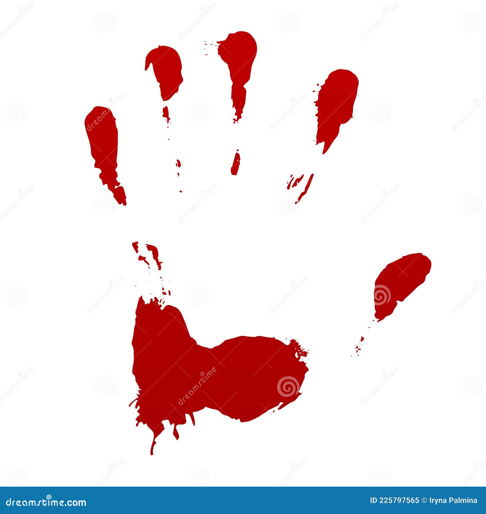 overwritten bloody handprint icon. terrible red wiped traces of murder and brutal crime