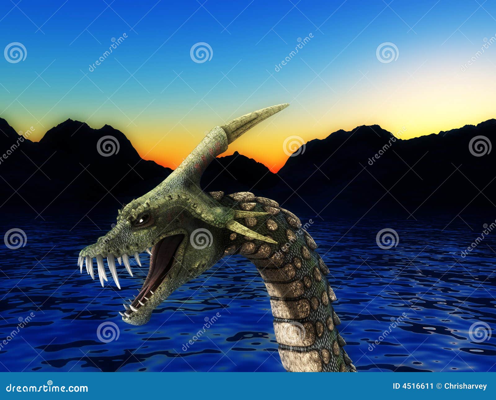 Een beeld van een enge slang zoals overzees monster, zou het voor vrees en van Halloween concepten goed zijn.