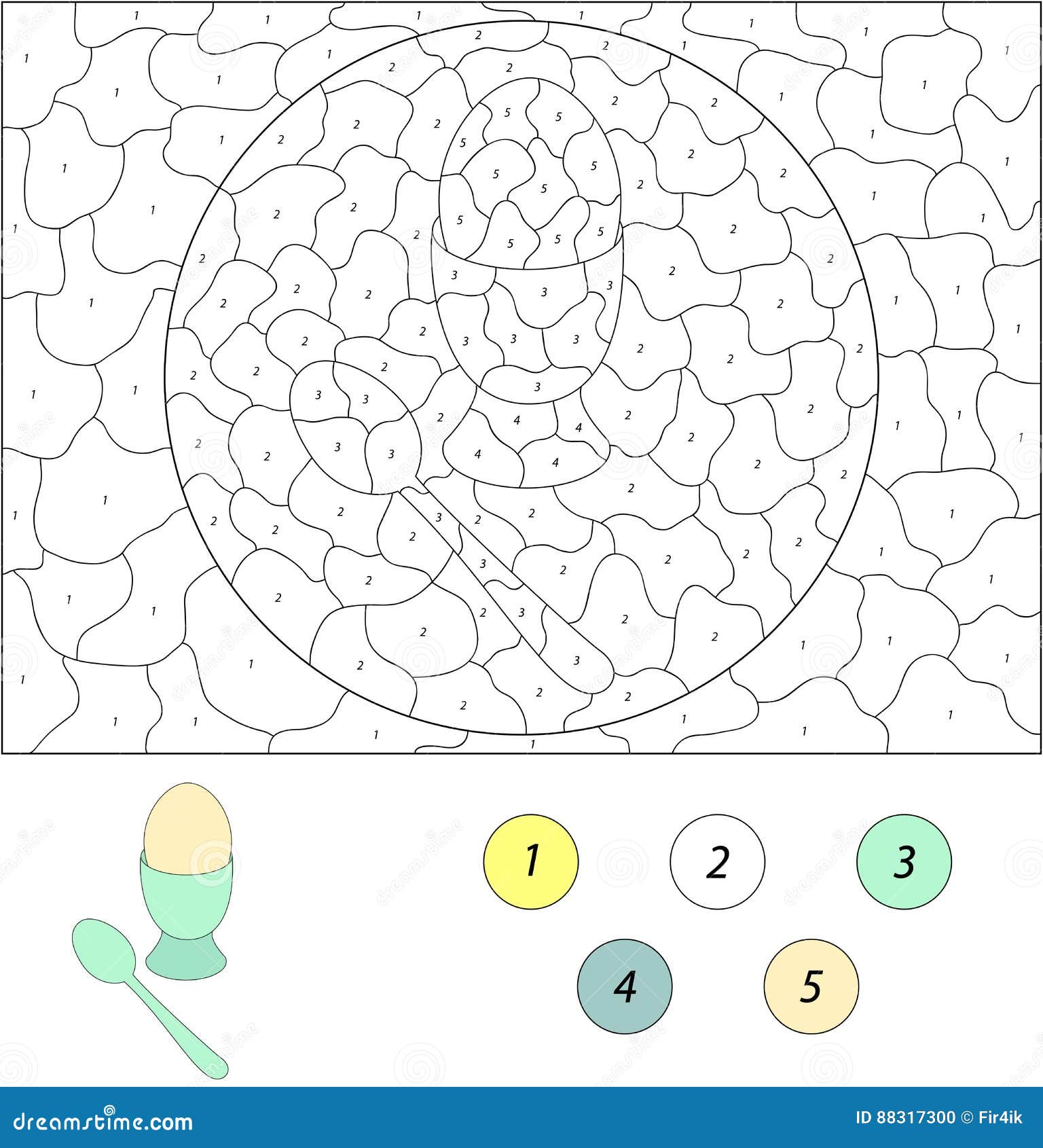 Ovo E Colher Dos Desenhos Animados Cor Pelo Jogo Educacional Do Número Para  Crianças Ilustração do Vetor - Ilustração de ponto, dificuldade: 88317300