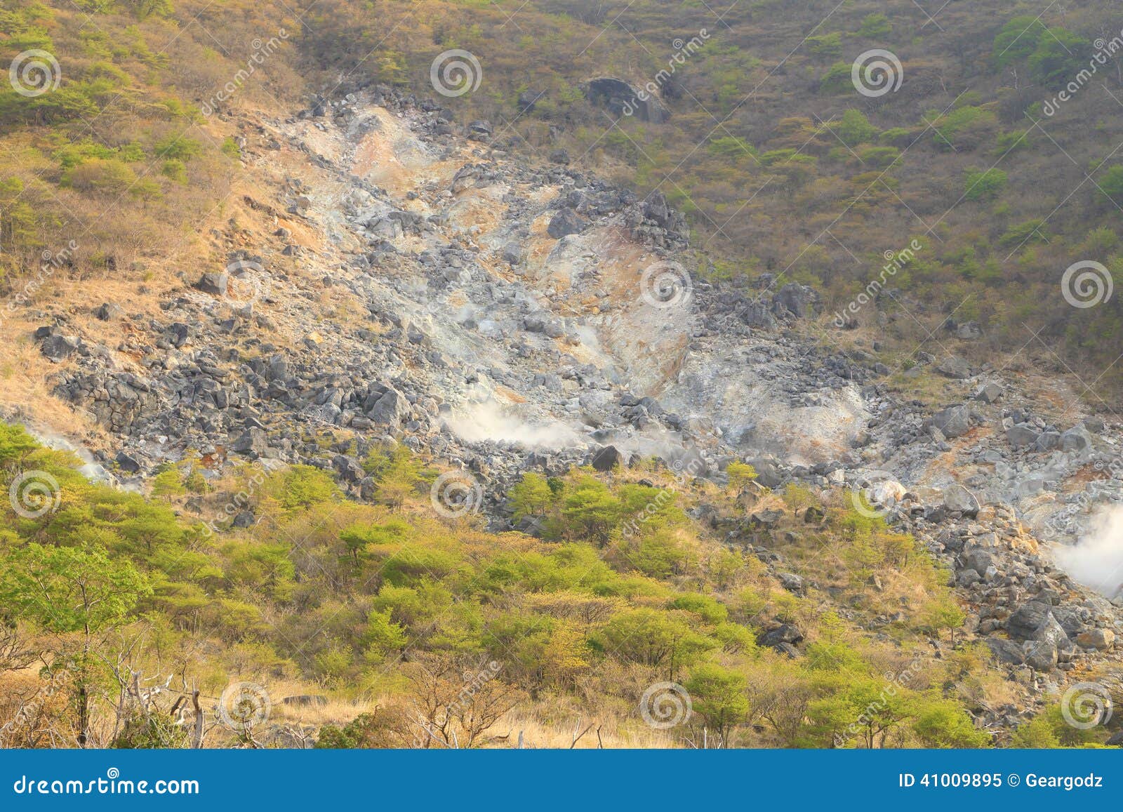 Owakudani, Sulfur Quarry, Japan Stock Image Image of aerial