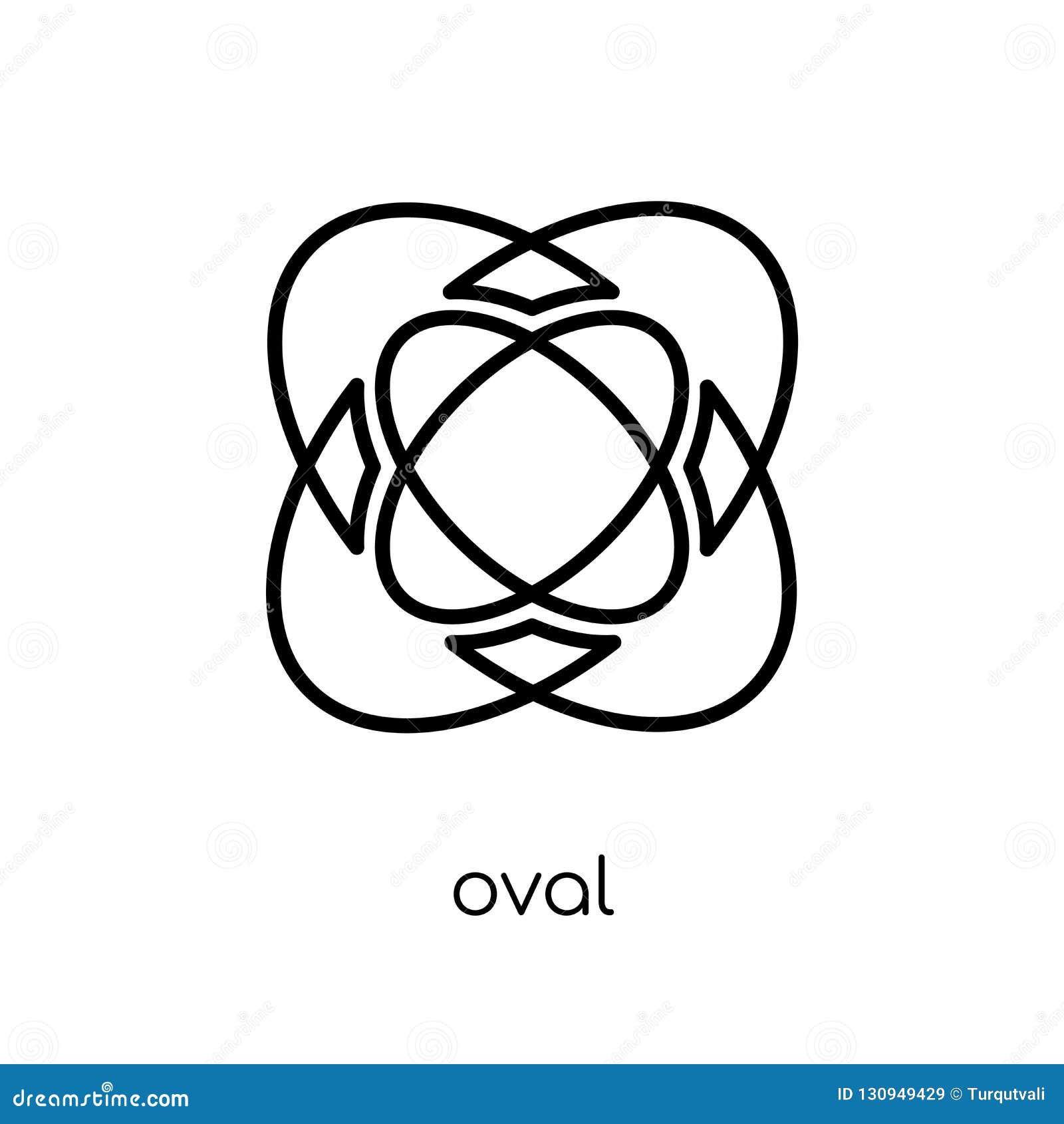 Owalna ikona od geometrii kolekcji. Owalna ikona Modna nowożytna płaska liniowa wektorowa owalna ikona na białym tle od cienkiej kreskowej geometrii kolekcji, konturu wektoru ilustracja