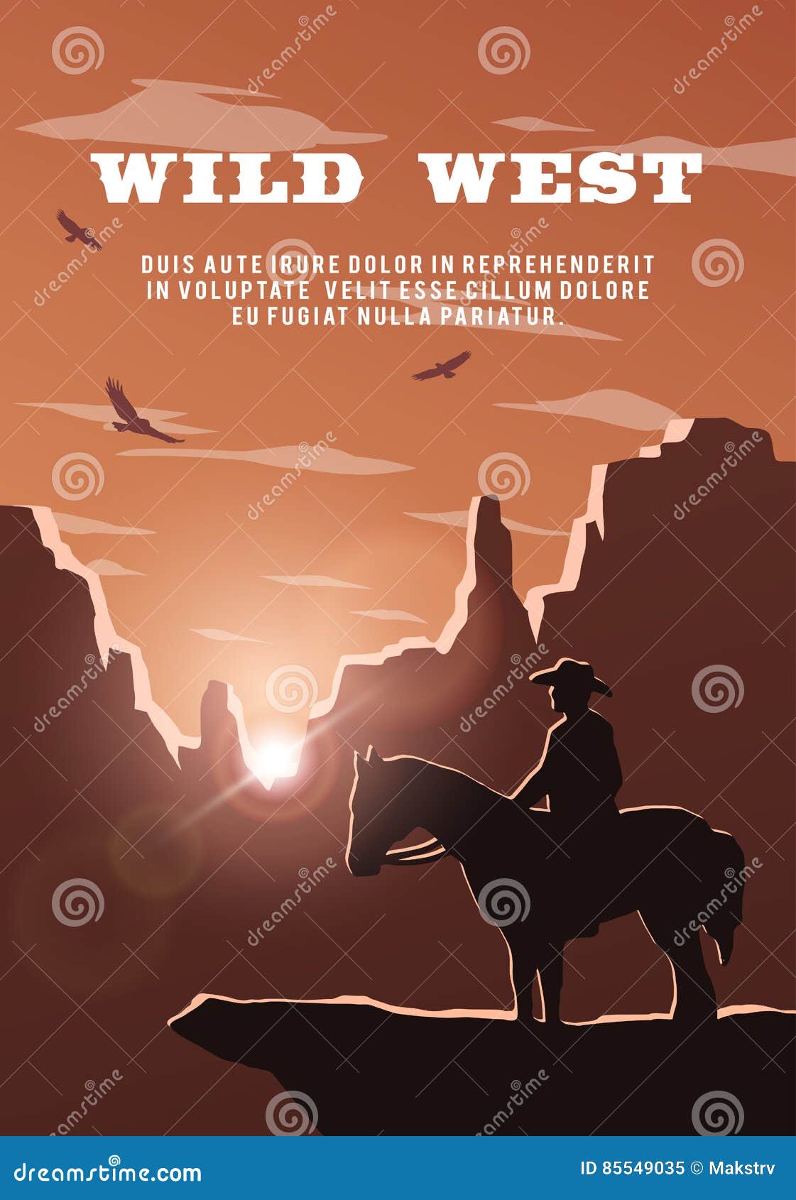 Owboy on the Background of the Wild West. Stock Vector - Illustration ...