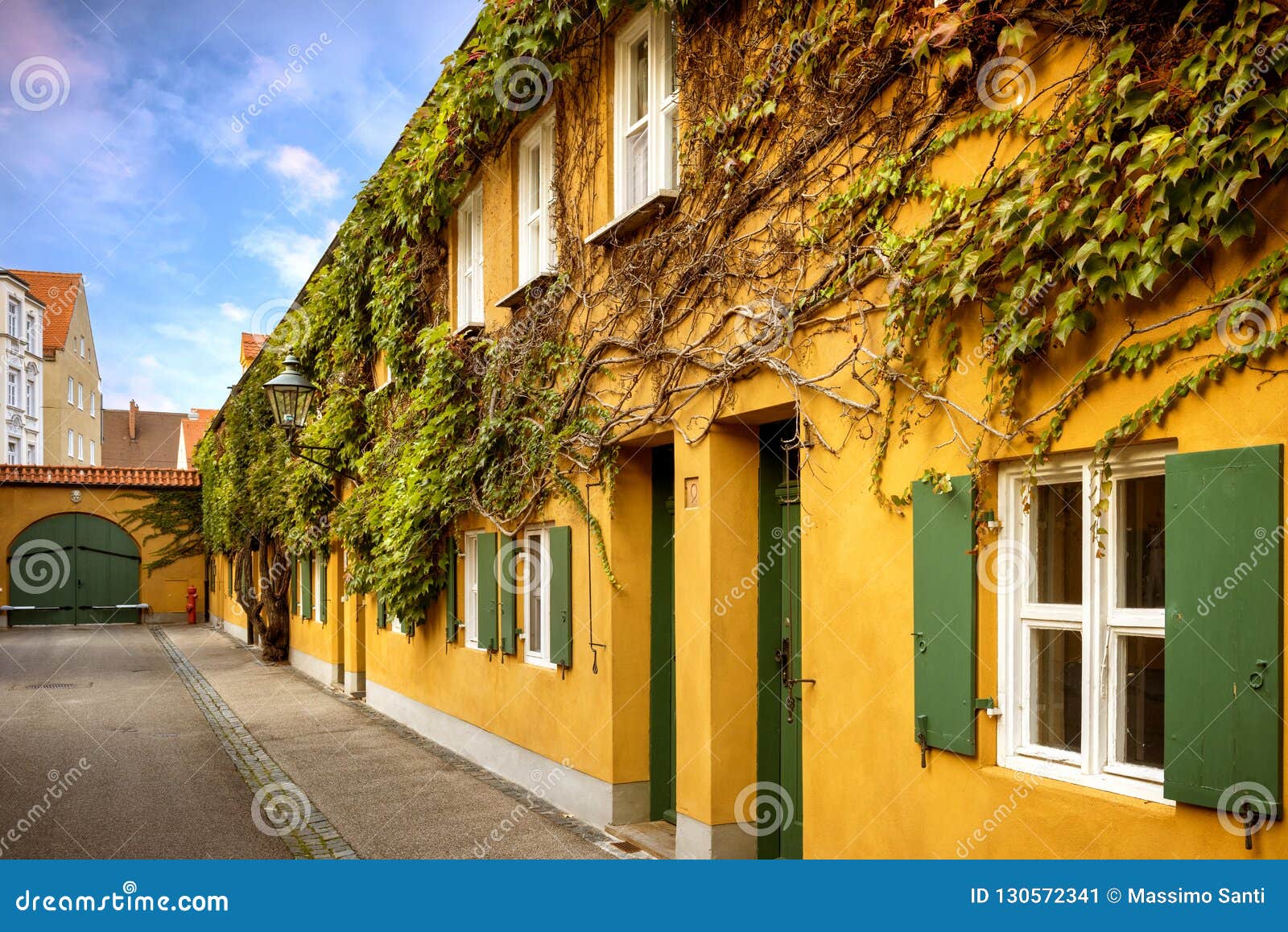 augsburg: fuggerei - the world oldest social housing. bavaria, germany