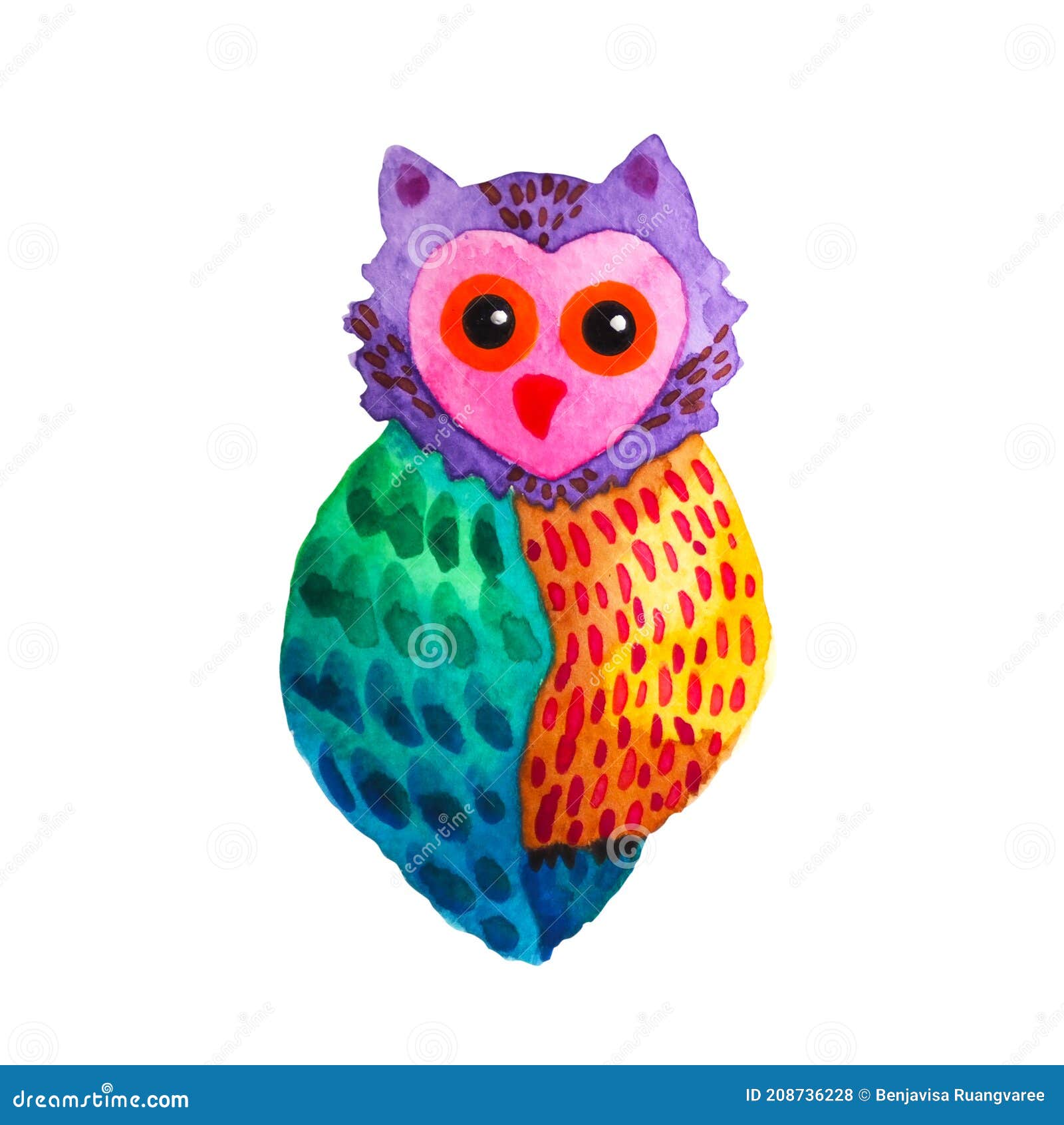 Owl Bird Animal Nature Art Watercolor Painting Color Illustration Design  Drawing Cute Wildlife Pattern Decoration White Isolated Stock Illustration  - Illustration of graphic, character: 208736228