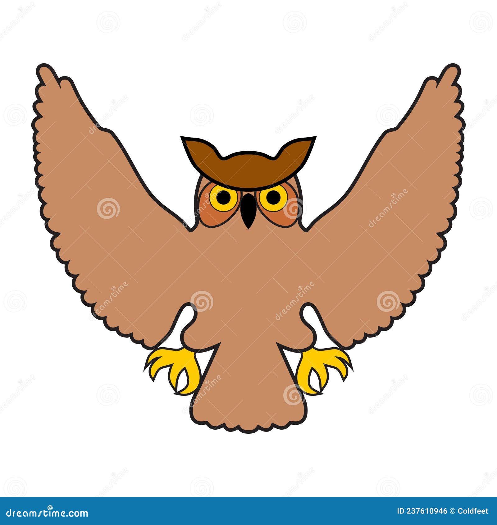Owl Flying Over White Background Stock Vector Illustration of bird