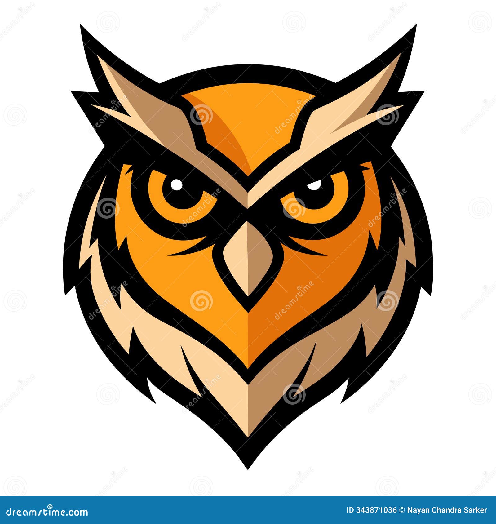 owl head mascot logo  art