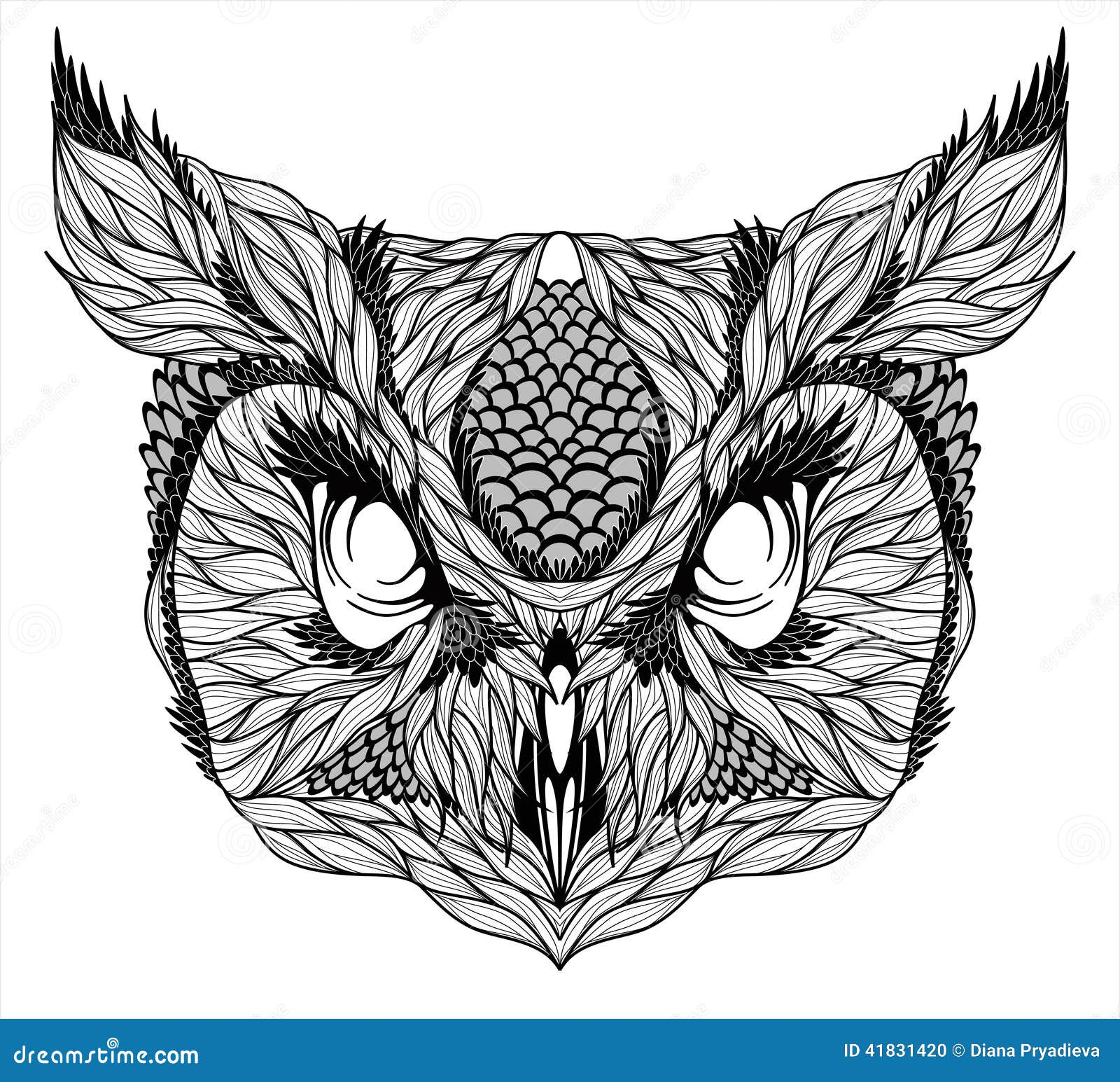 OWL Head Tattoo. Psychedelic Stock Vector - Illustration of decoration,  animal: 41831420