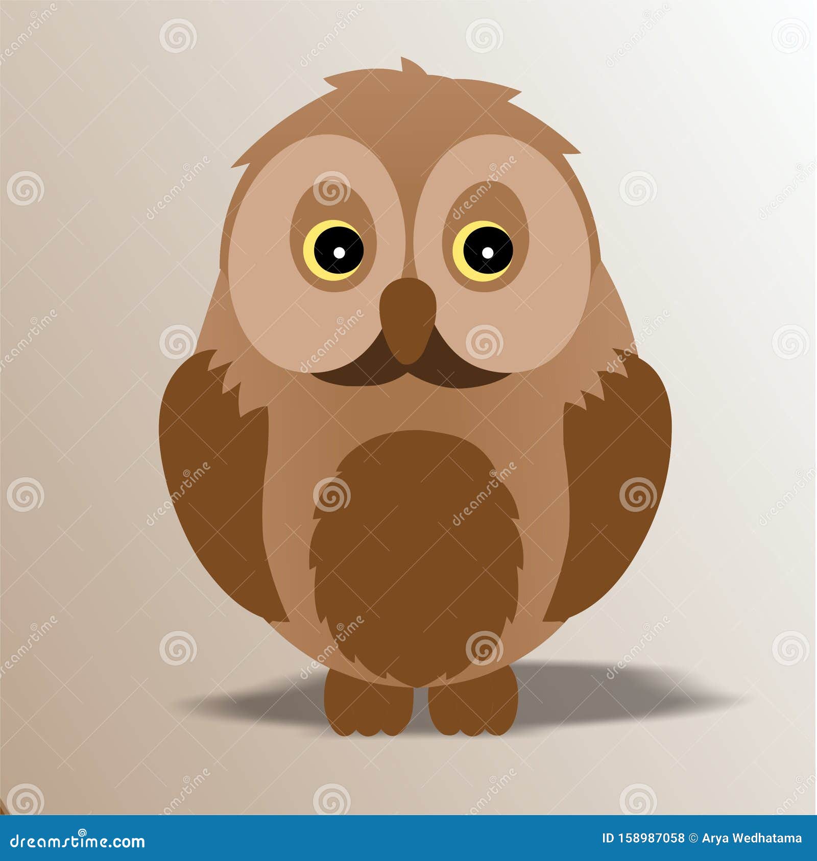 Owl Icon, Cute Cartoon Funny Character with Brown Color â€“ Flat Design  Stock Illustration - Illustration of color, brown: 158987058