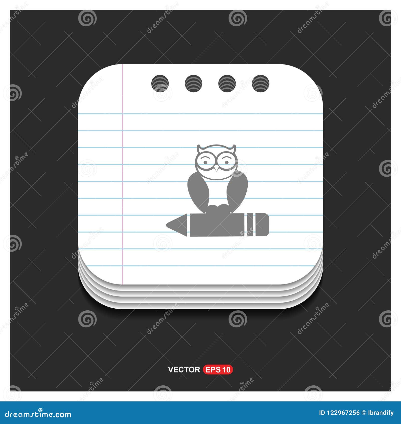 owl icon gray icon on notepad style template  eps 10 free
